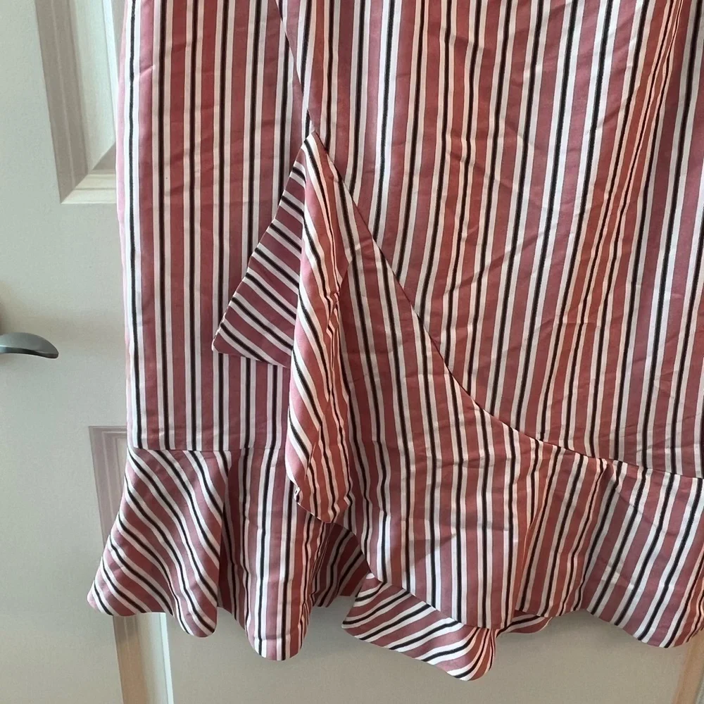 Ted Baker Corn Layered Striped Ruffle Hem Midi Pencil Skirt NWT